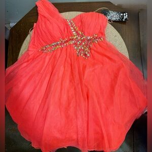 Sequin Hearts Vibrant Coral Dress